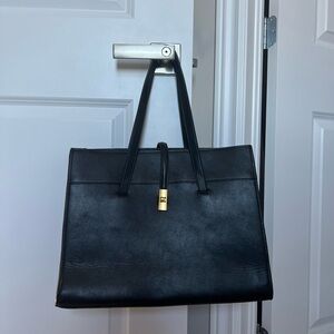 Mango black leather tote bag 15” by 11.5” by 5.5”